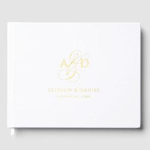 Elegant Initial Script Monogram Classic Wedding Guest Book