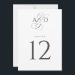 Elegant Initial Script Wedding Table Number Card<br><div class="desc">Elegant Initial Script Wedding Table Number Card features beautifully classic typography paired with an elegant script ampersand.</div>