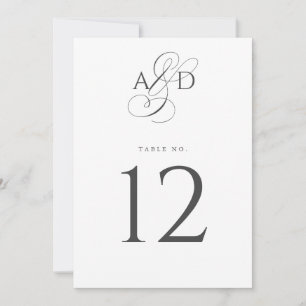 Elegant Initial Script Wedding Table Number Card