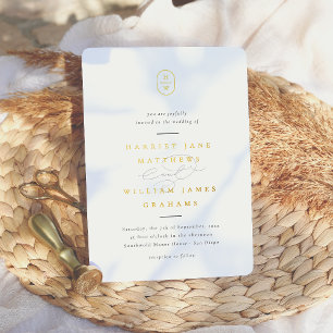 Elegant Initials Black & White Photo Wedding