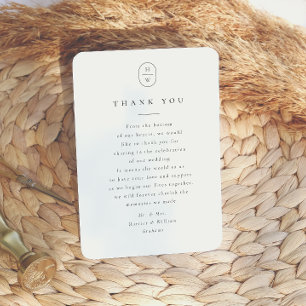 Elegant Initials Black & White Photo Wedding Thank You Card
