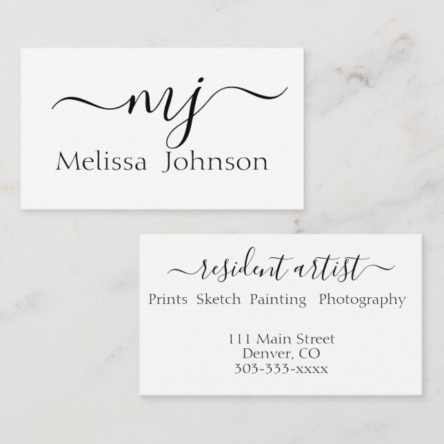 Elegant initials business card (Front/Back)