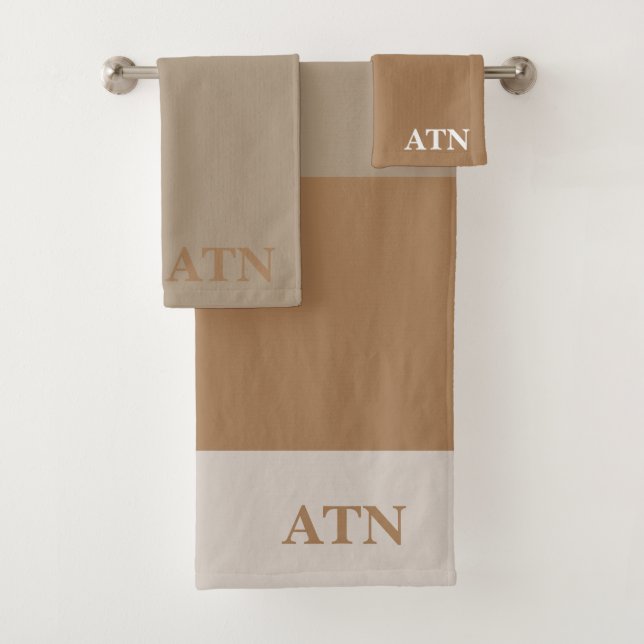 Elegant initials colour trend Stylish three tone  Bath Towel Set (Insitu)