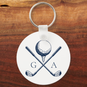 Elegant Initials Custom Golf Gift- Modern Monogram Key Ring