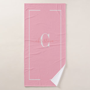 Elegant Initials Monogram Baby Pink Bath Tow Towel