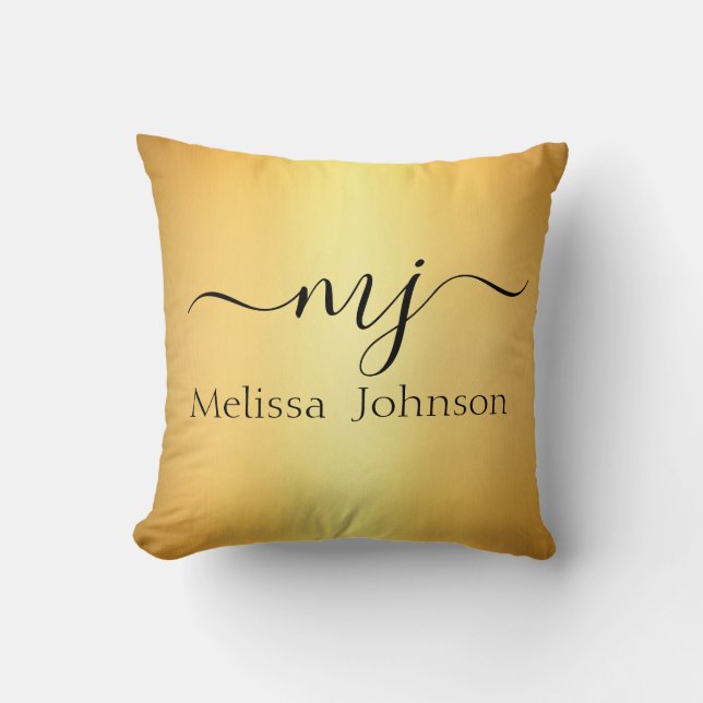 Elegant initials on gold   cushion (Front)