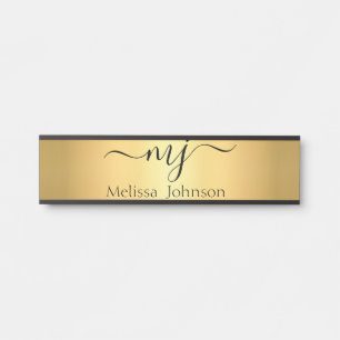 Elegant initials on gold   door sign