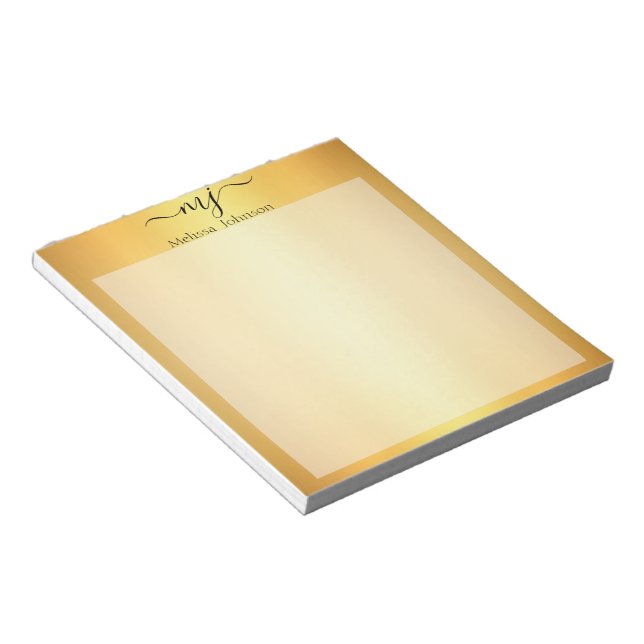 Elegant initials on gold   notepad (Angled)