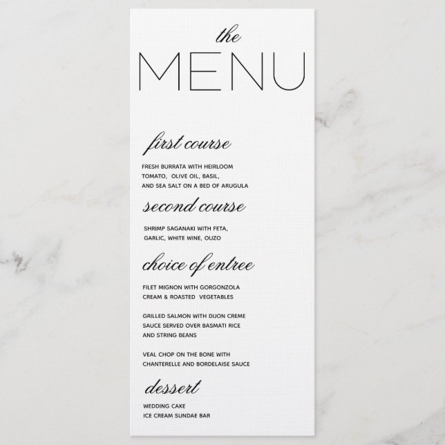 Elegant Initials Wedding Menu (Front)