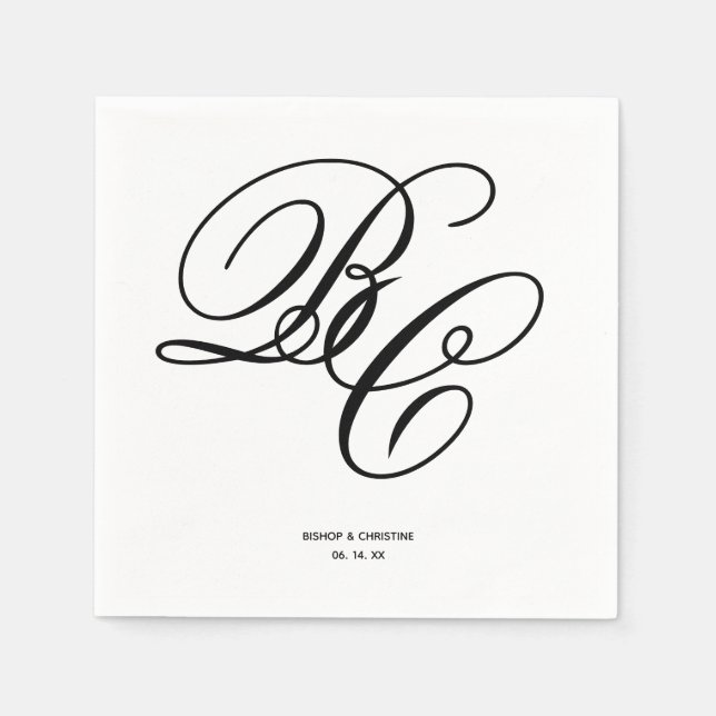 Elegant Initials Wedding Napkins (Front)