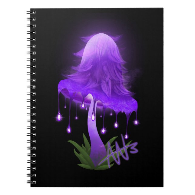 Elegant Inky Cap Glowing Purple Mushroom Notebook (Front)
