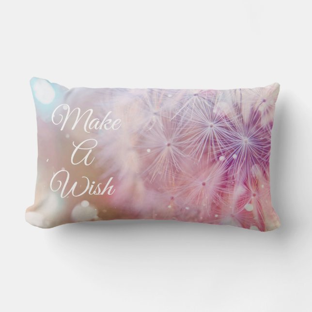 Elegant Inspirational Dandelion Make A Wish Lumbar Cushion (Front)
