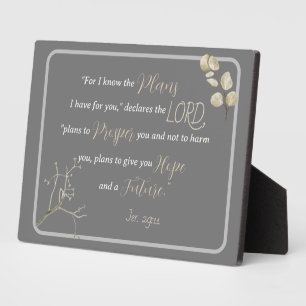 Elegant Inspiring Bible Verse Jeremiah 29:11 Plaque