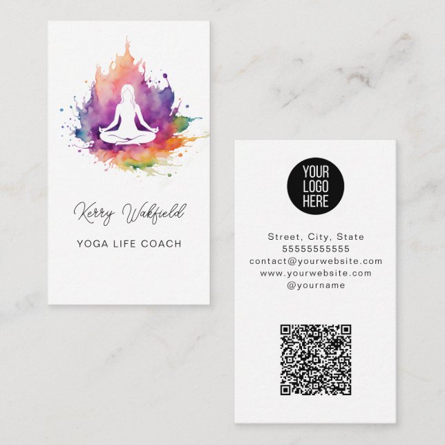 elegant Inspiring Life Yoga Coach Wellness  Business Card (Front/Back)