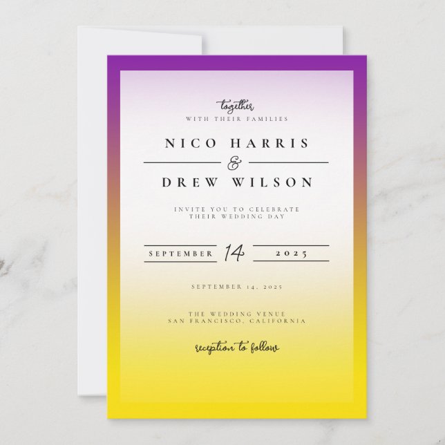 Elegant Intersex Pride Wedding  Invitation (Front)
