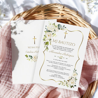 Elegant Invitacion De Bautizo Con Flores Baptism Invitation
