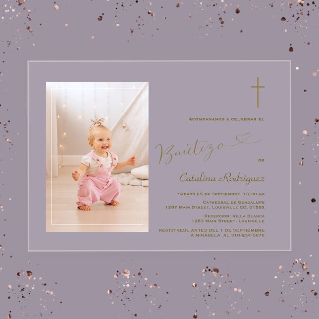 Elegant Invitacion De Bautizo Hija Photo Girl Acrylic Invitations (Creator Uploaded)