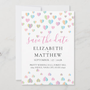 Elegant Invitation Colourful Heart Speckles Design