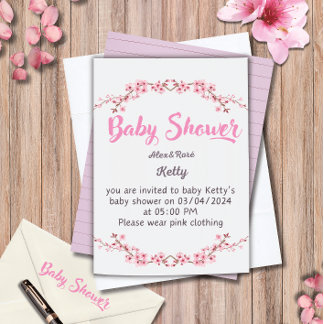 Elegant invitation for a Girl's Baby Shower