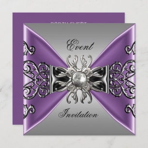 Elegant Invitation Mauve Purple Jewel Silver Black