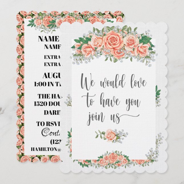 Elegant Invitation on Linen Stock  (Front/Back)