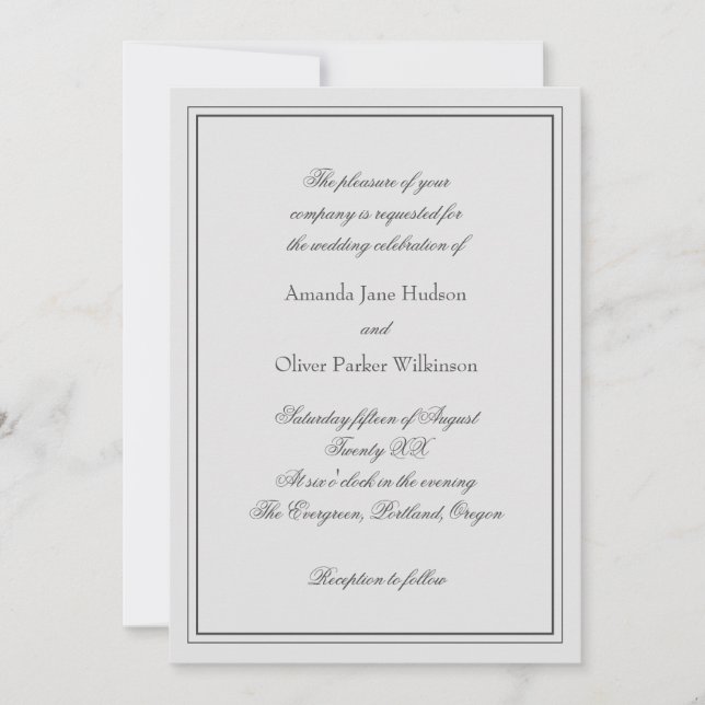 Elegant Invitation With Two Borders And Scrip Text (Front)