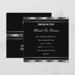 Elegant Invite Fundraiser Formal Silver Black Tie