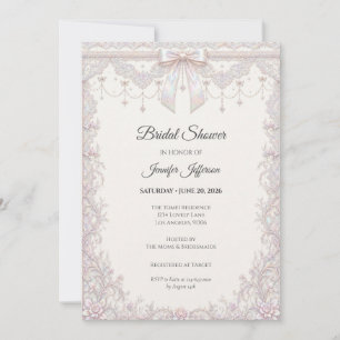 Elegant Iridescent Bow Bridal Shower Invitation