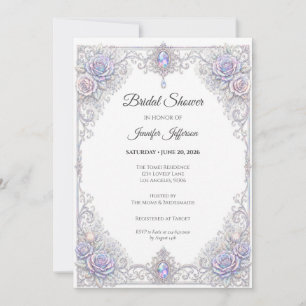 Elegant Iridescent Bow Bridal Shower Invitation