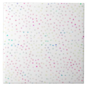 Elegant Iridescent Confetti Dots White Design Tile