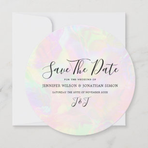 Elegant Iridescent Faux Holographic Modern Save The Date