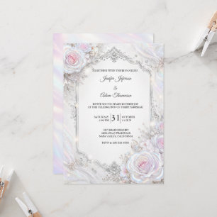 Elegant Iridescent Floral Wedding Invitation