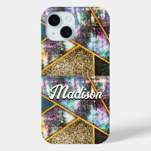 Elegant iridescent girly geometric iPhone 15 case