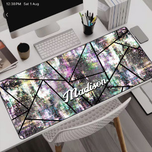 Elegant iridescent girly glitter desk mat