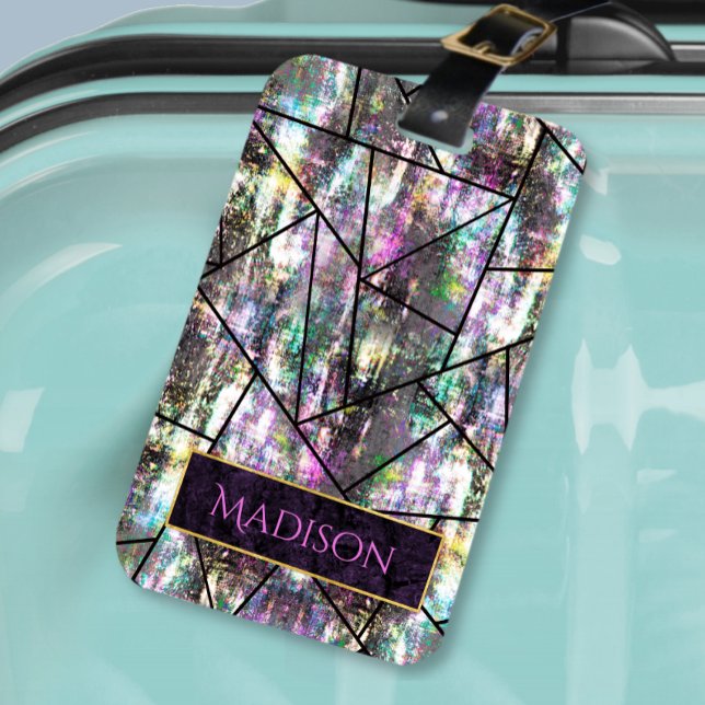 Elegant iridescent girly glitter luggage tag (Creator Uploaded)