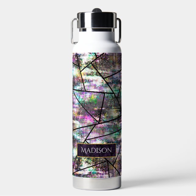 Elegant iridescent girly glitter water bottle (Front)