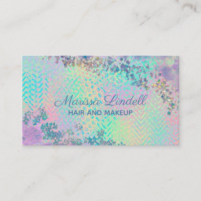 Elegant Iridescent Glitter Business Card (Front)