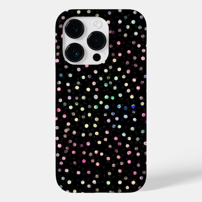 Elegant Iridescent Glitter Dots Black Design Case-Mate iPhone Case (Back)