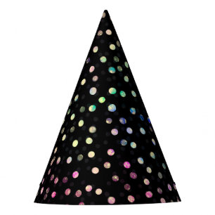 Elegant Iridescent Glitter Dots Black Design Party Hat