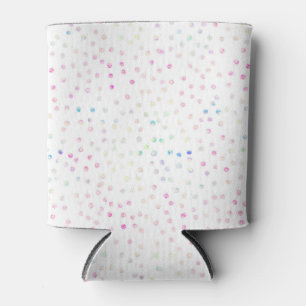 Elegant Iridescent Glitter Dots White Design Can Cooler