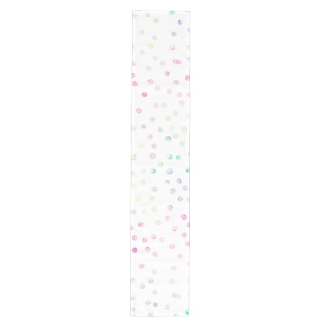 Elegant Iridescent Glitter Dots White Design Medium Table Runner (Front)