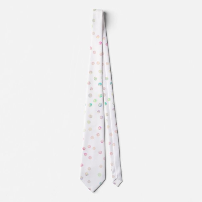 Elegant Iridescent Glitter Dots White Design Tie (Front)