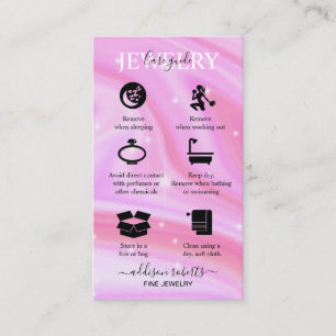 Elegant Iridescent Holographic Jewellery Care   Bu Business Card