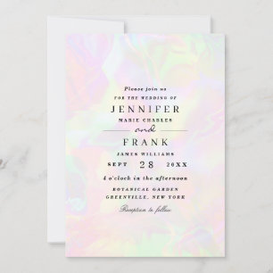 Elegant Iridescent Holographic Modern Wedding Invitation