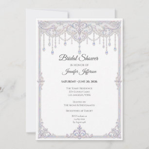 Elegant Iridescent Lace Bridal Shower Invitation