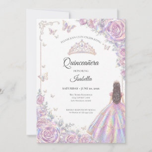 Elegant Iridescent Princess Quinceañera Invitation