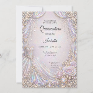 Elegant Iridescent Princess Quinceañera Invitation