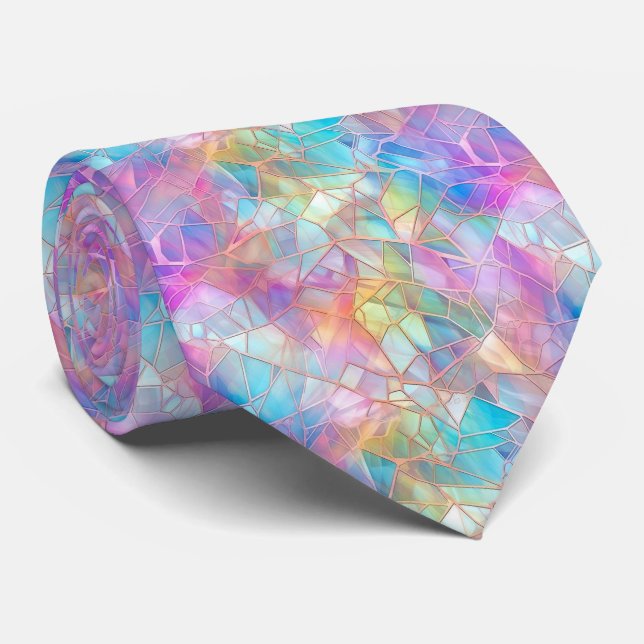 Elegant Iridescent Stained Glass Pattern: Luminous Tie (Rolled)