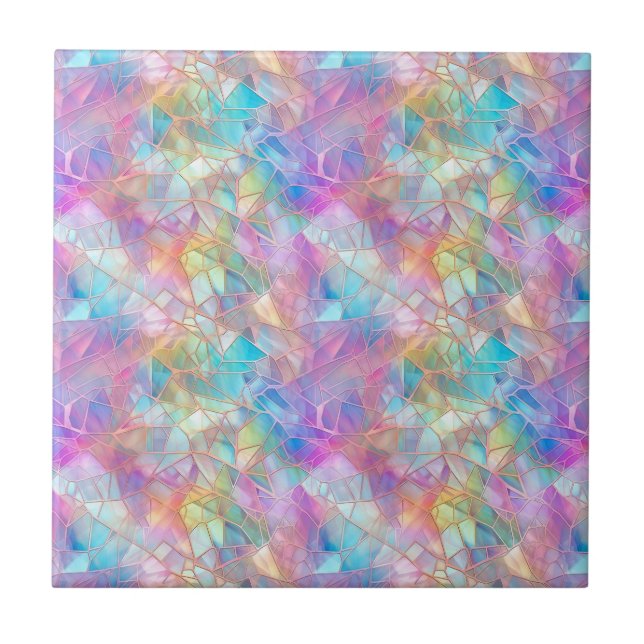 Elegant Iridescent Stained Glass Pattern: Luminous Tile (Front)