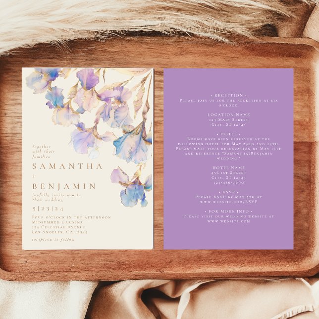 Elegant Iris All In One Floral Wedding Invitation (Creator Uploaded)